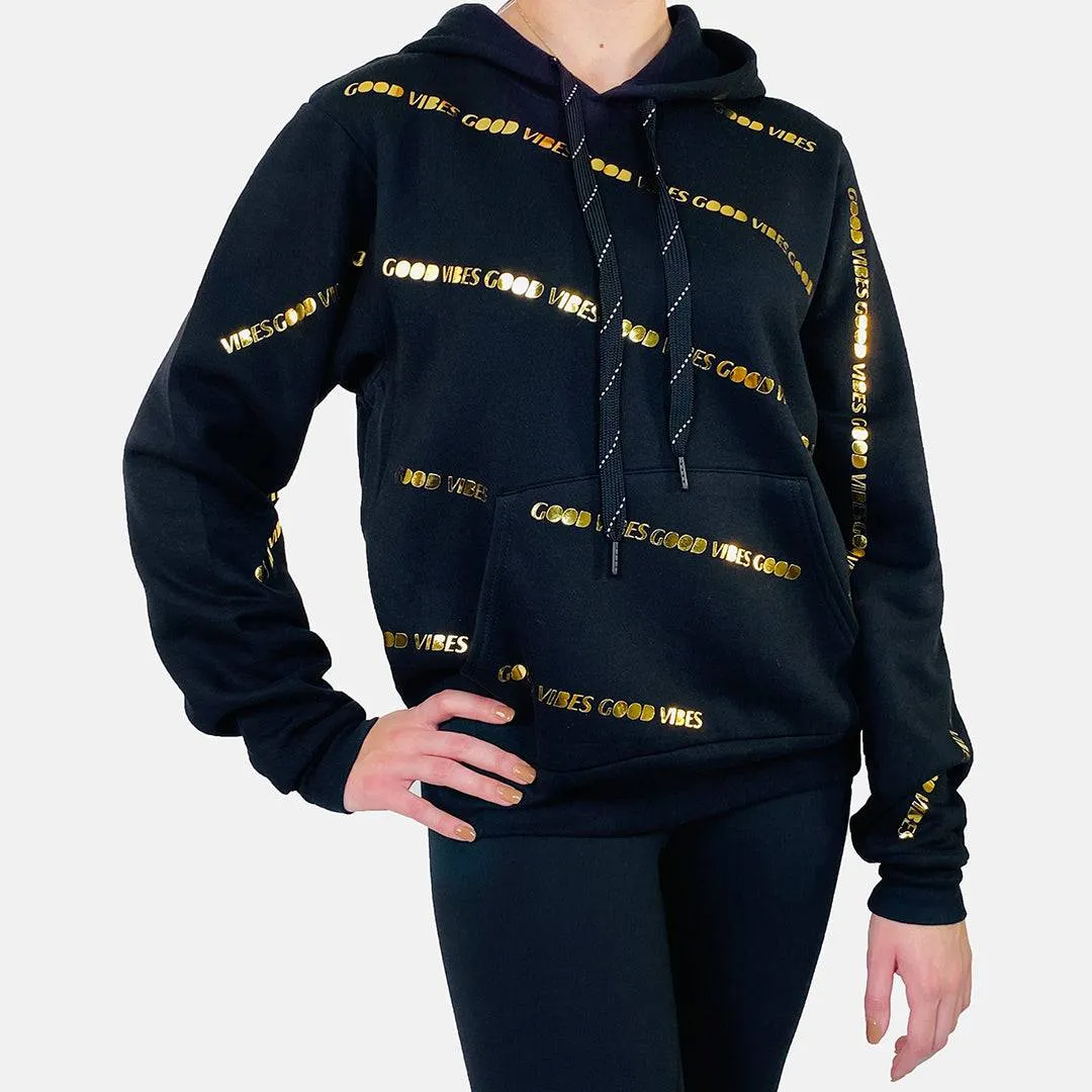 Dean Black Hoodie Sweatshirt - Gold Foil "Good Vibes"