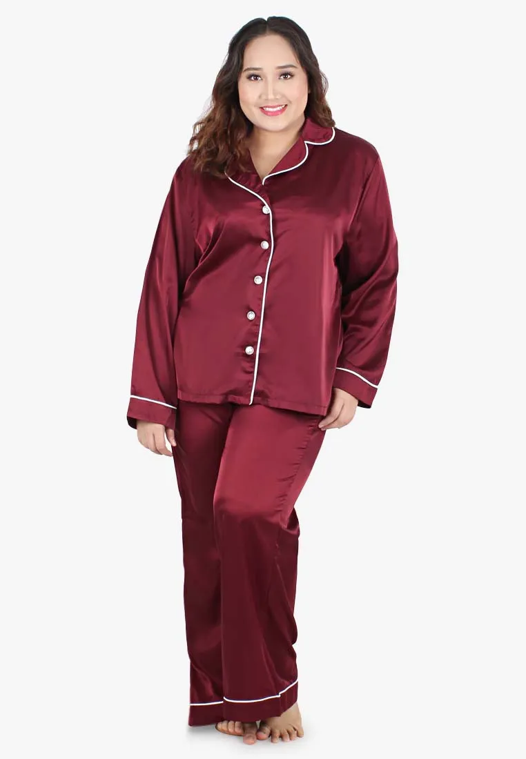 Dreamer Satin Lux Sleepwear Long Set - Red