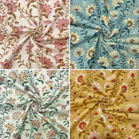 Elegant Floral Scenery Cotton Canvas Fabric