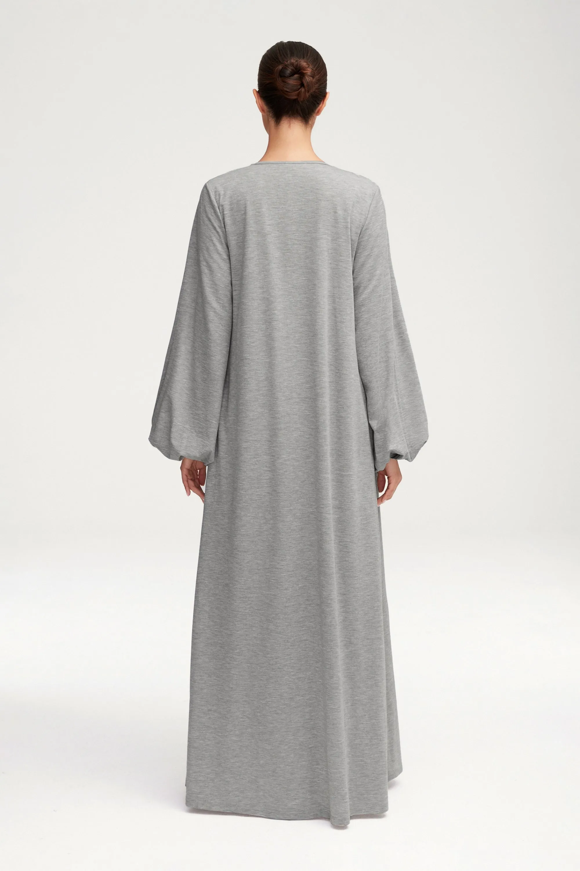 Essential Jersey Open Abaya - Heather Grey