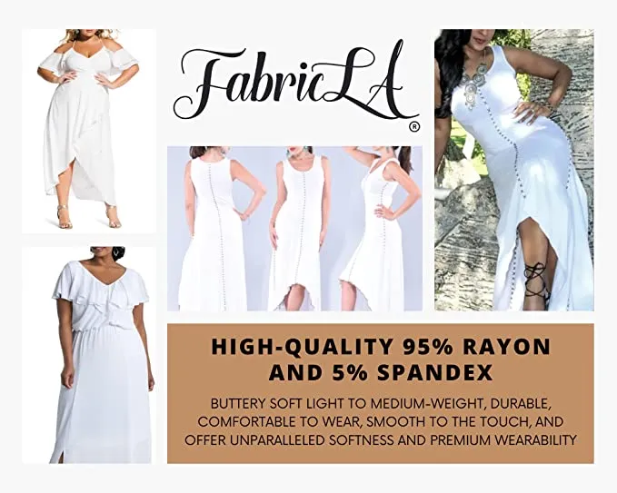 FabricLA Rayon Jersey Spandex - 4 Way Stretch Fabric Rayon Spandex| 240GSM 60 inches Wide | White