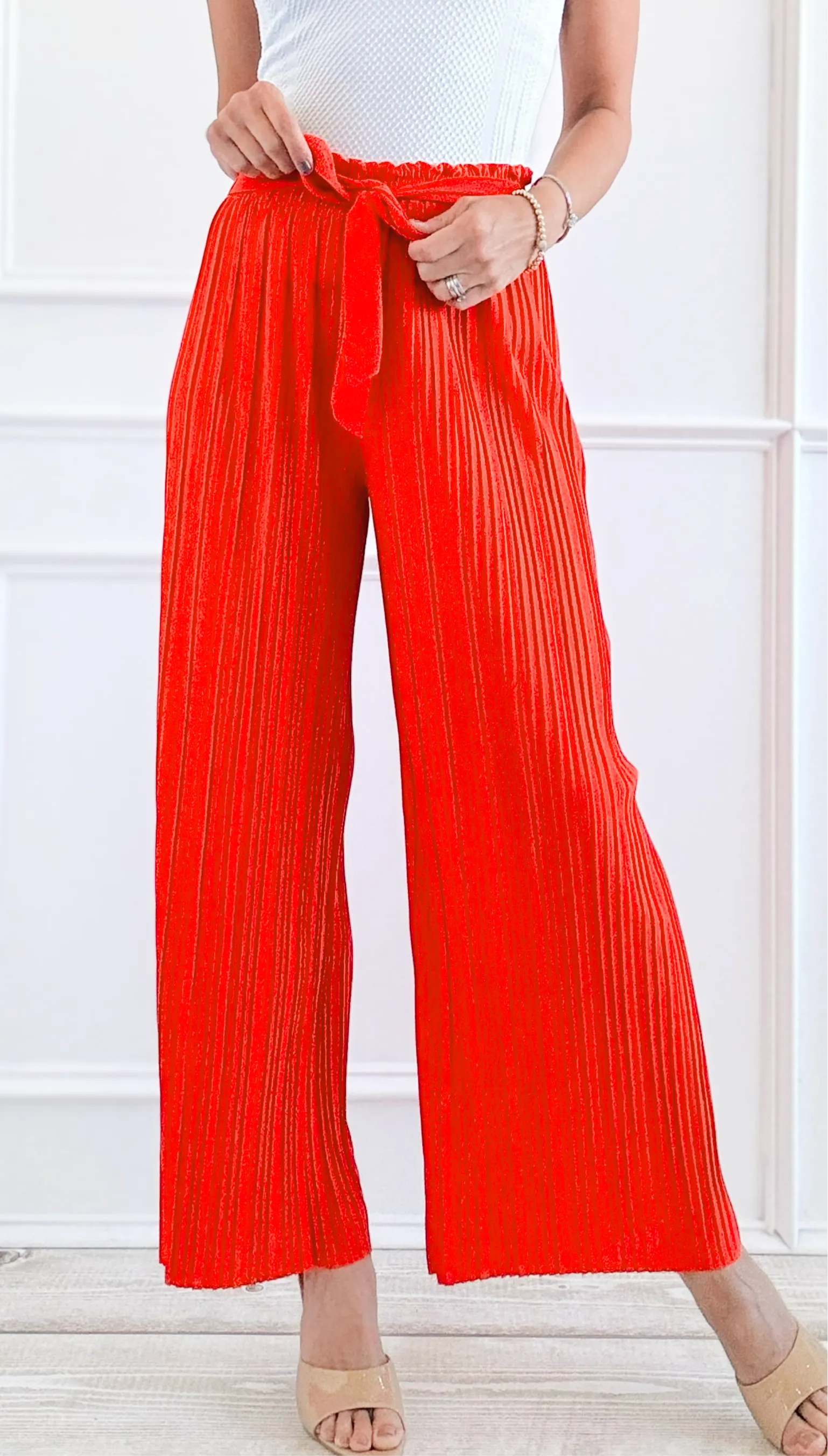 Garden Luxe Wide Leg Pants - Tomato Red