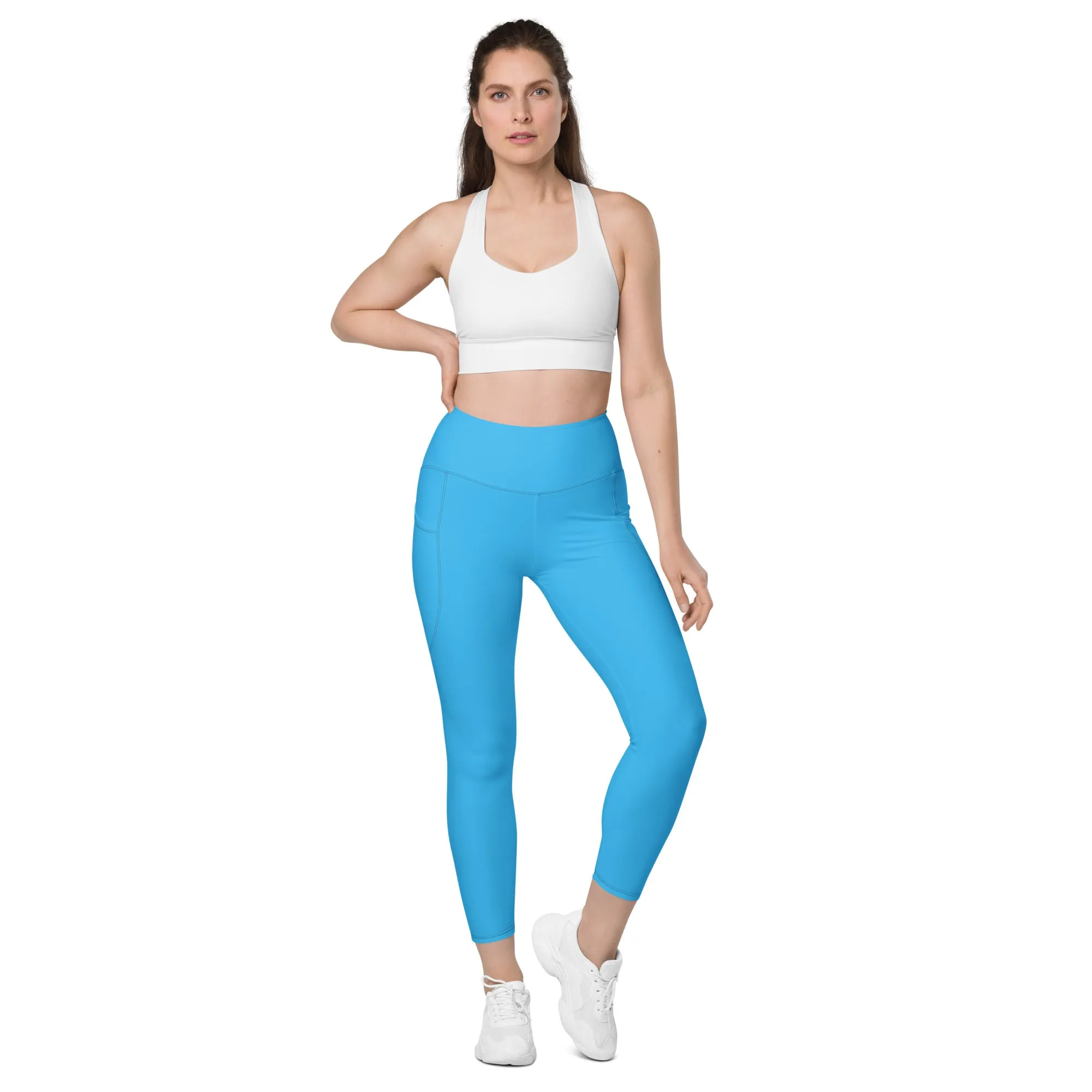 GG - Women's Leggings with pockets - Deep Sky Blue