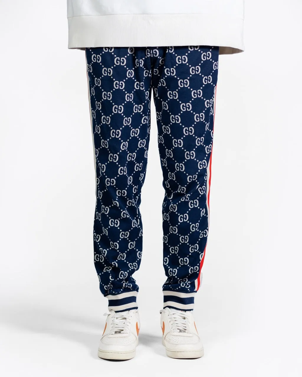 GUCCI JACQUARD PANTS NAVY BLUE