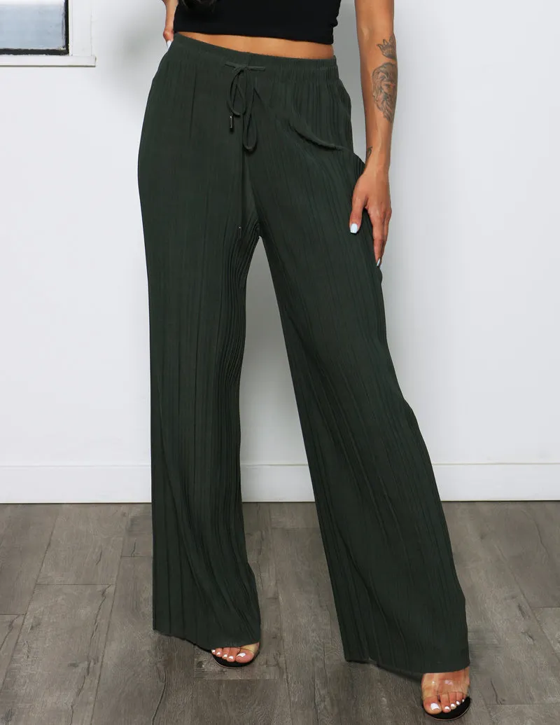 High Rise Wide Leg Pleated Pant