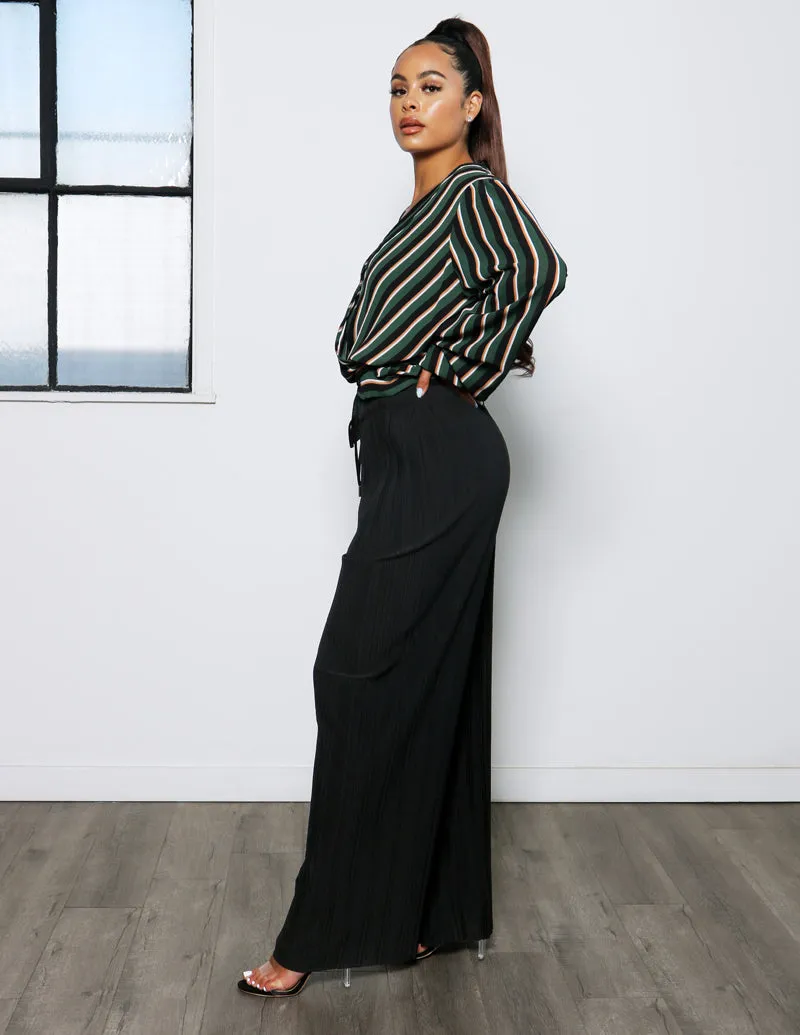 High Rise Wide Leg Pleated Pant