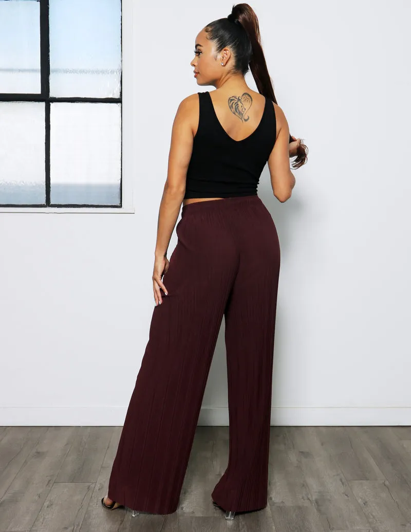 High Rise Wide Leg Pleated Pant