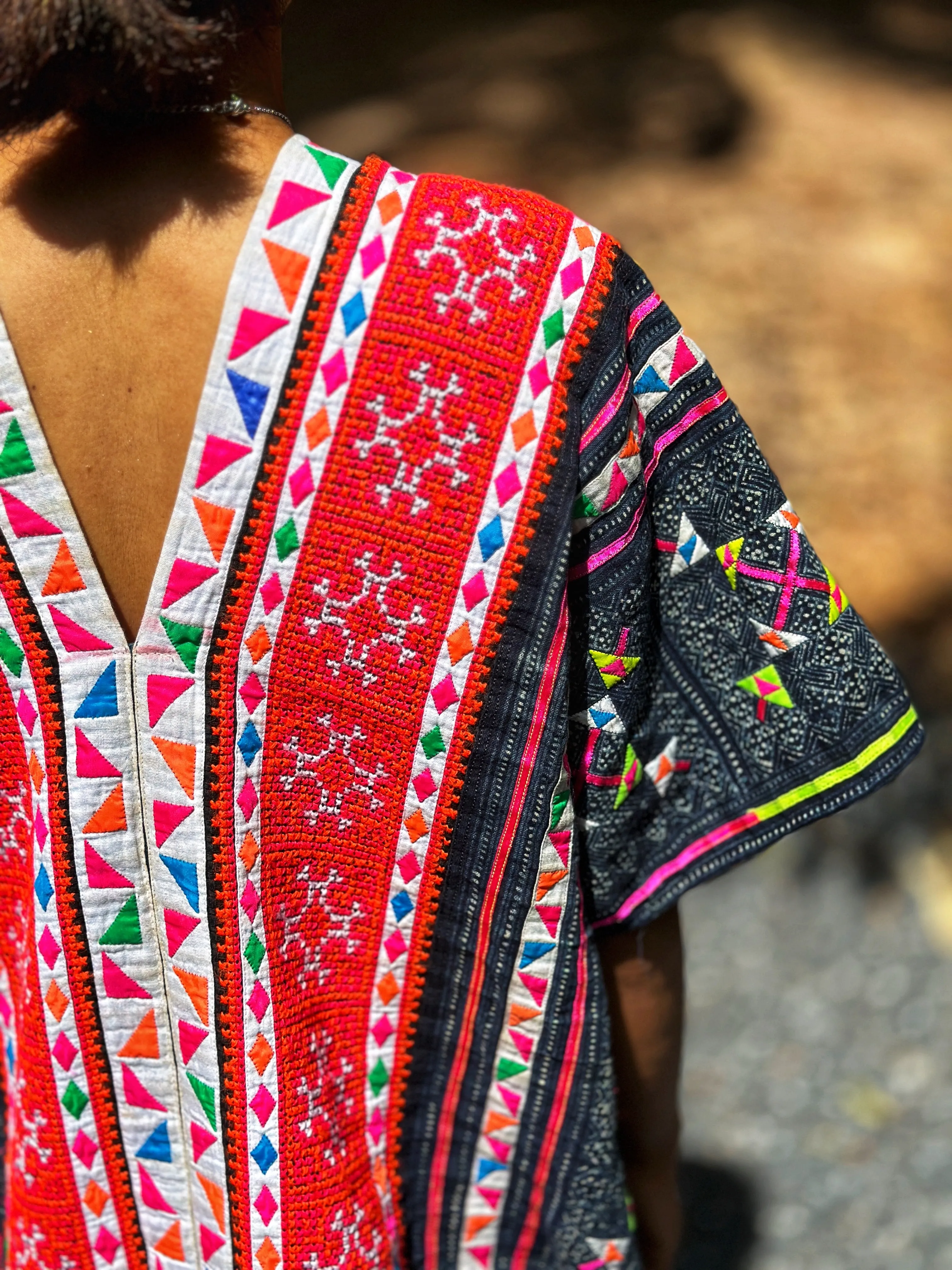 Hmong Thai fabric kaftan dress