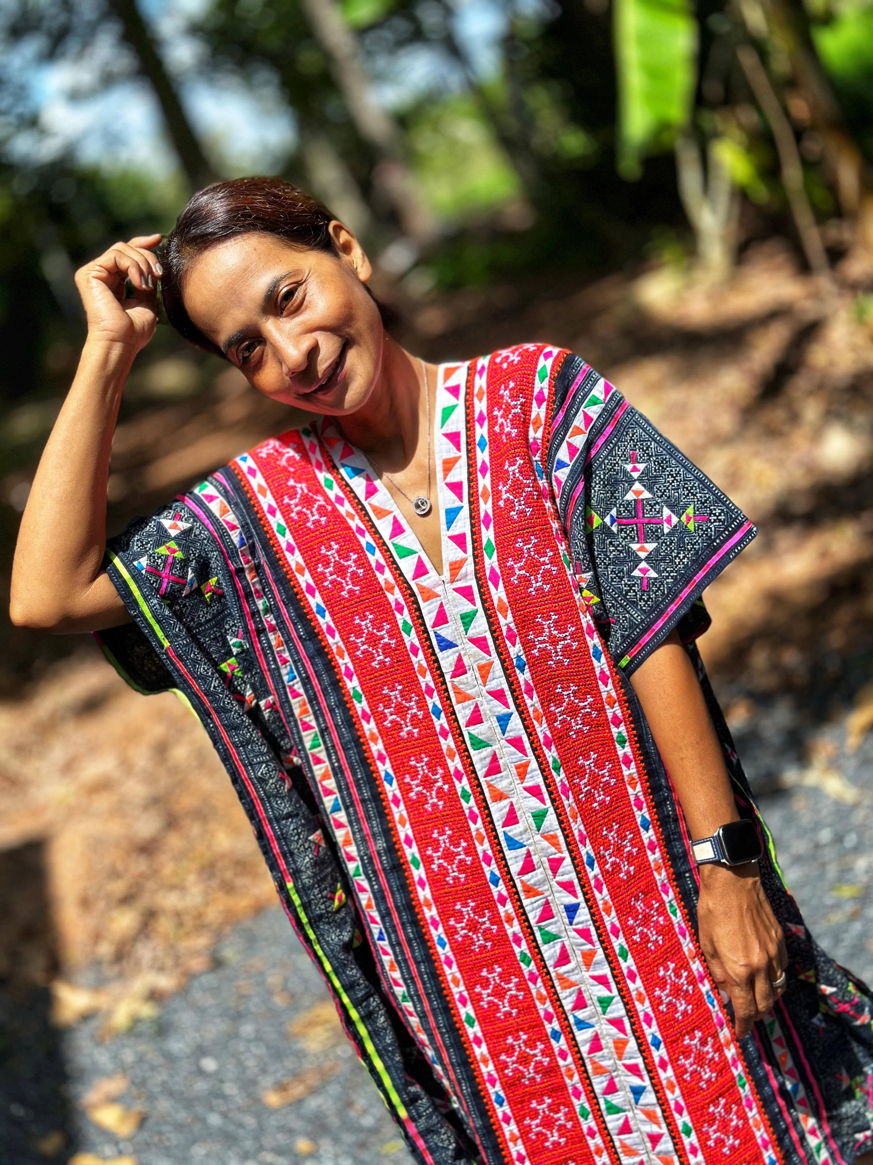 Hmong Thai fabric kaftan dress