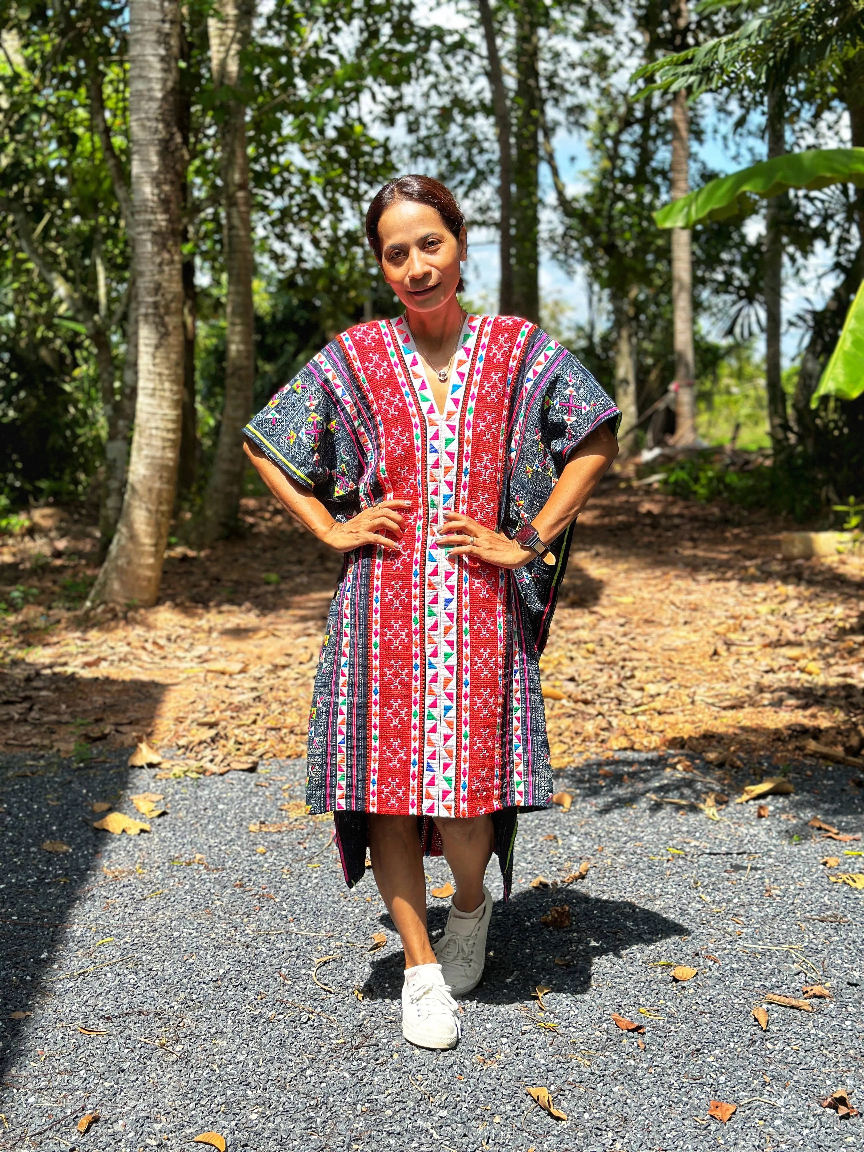 Hmong Thai fabric kaftan dress