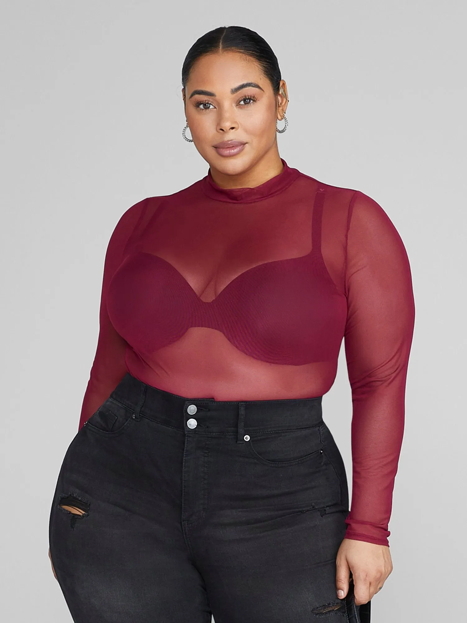 Hollyn Mock Neck Mesh Top