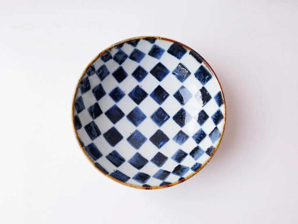 Ichimatsu Patterned Salad Bowl (M) by Nakata-gama