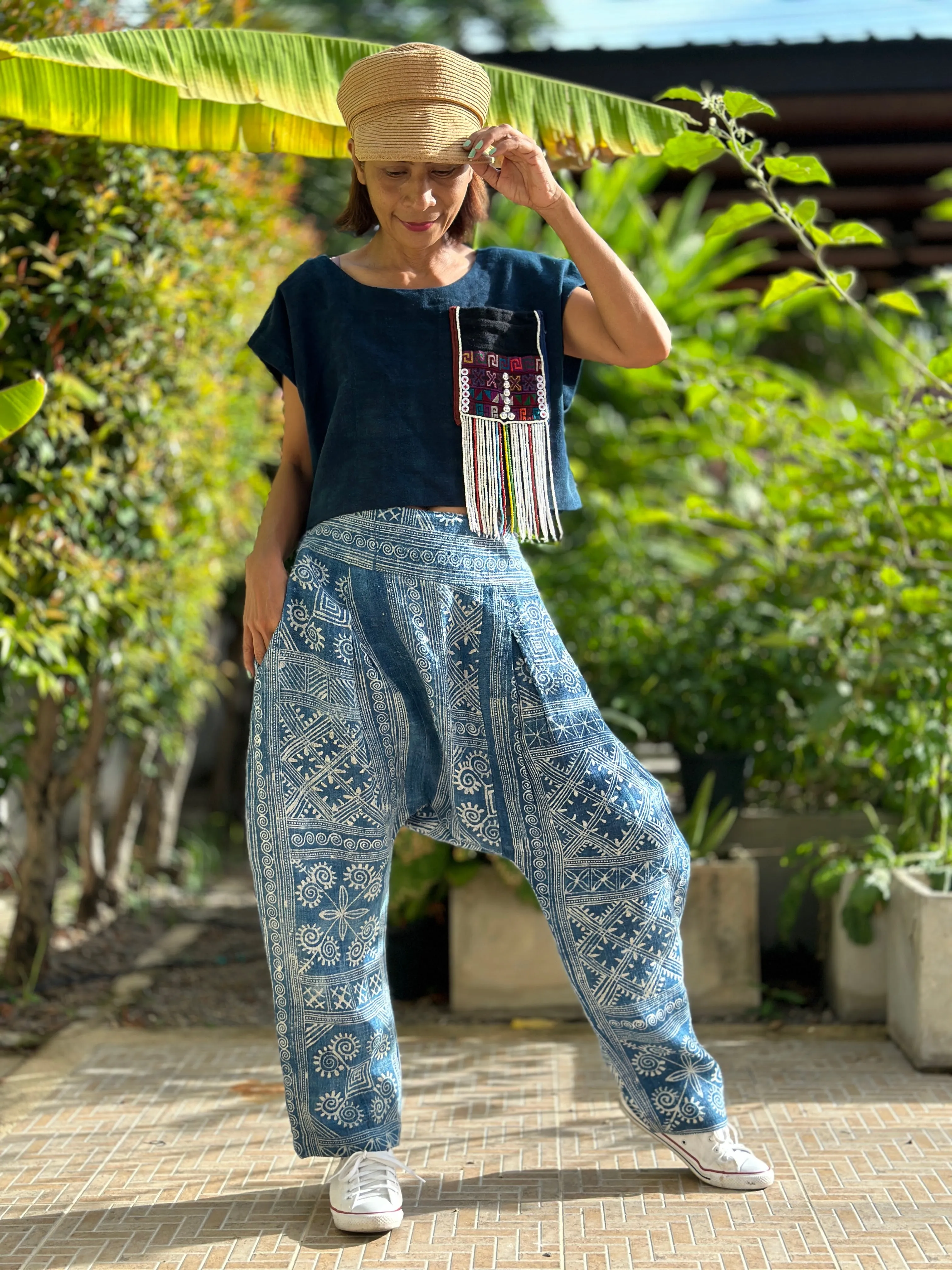 Indigo harem pants