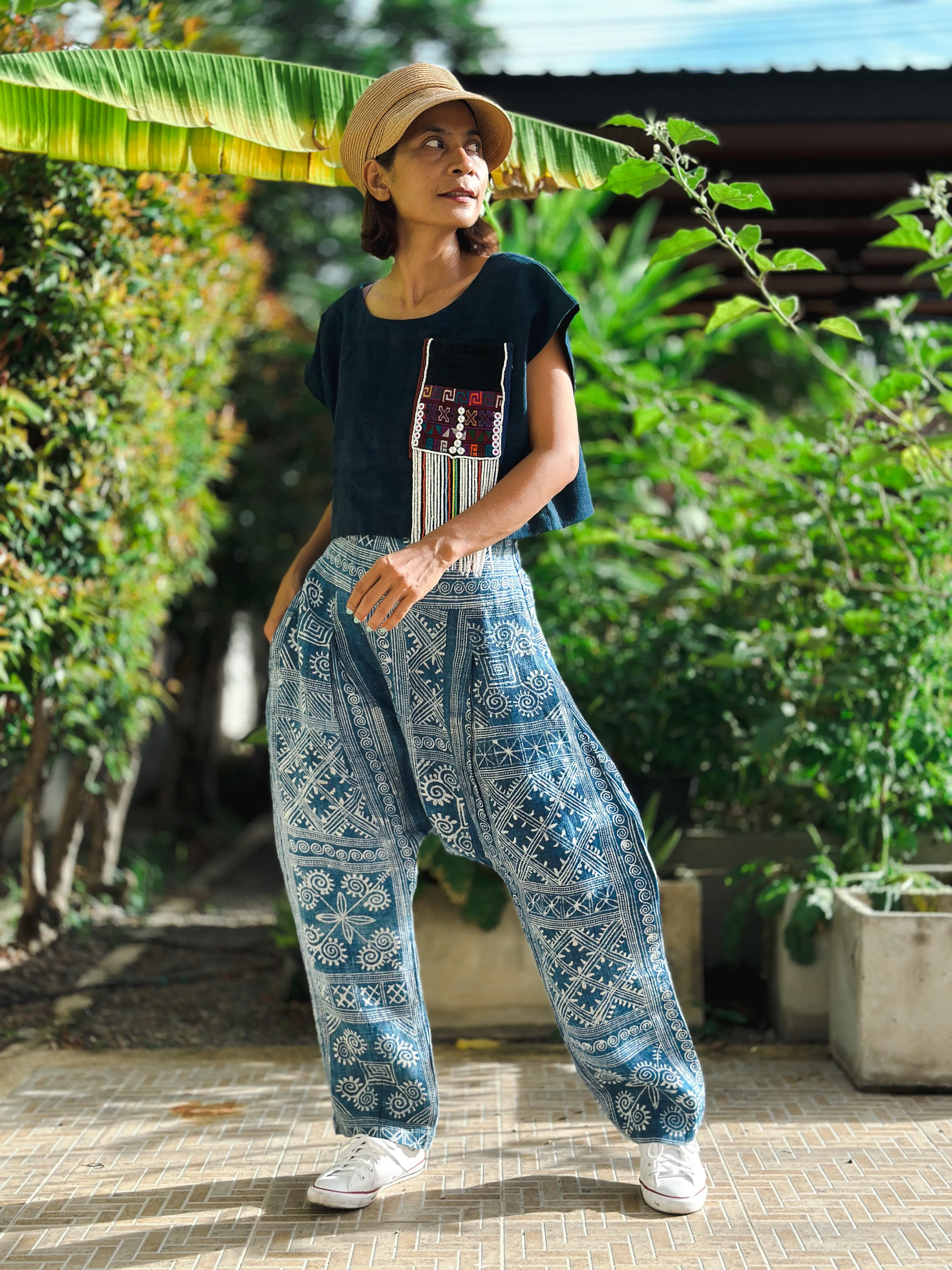 Indigo harem pants