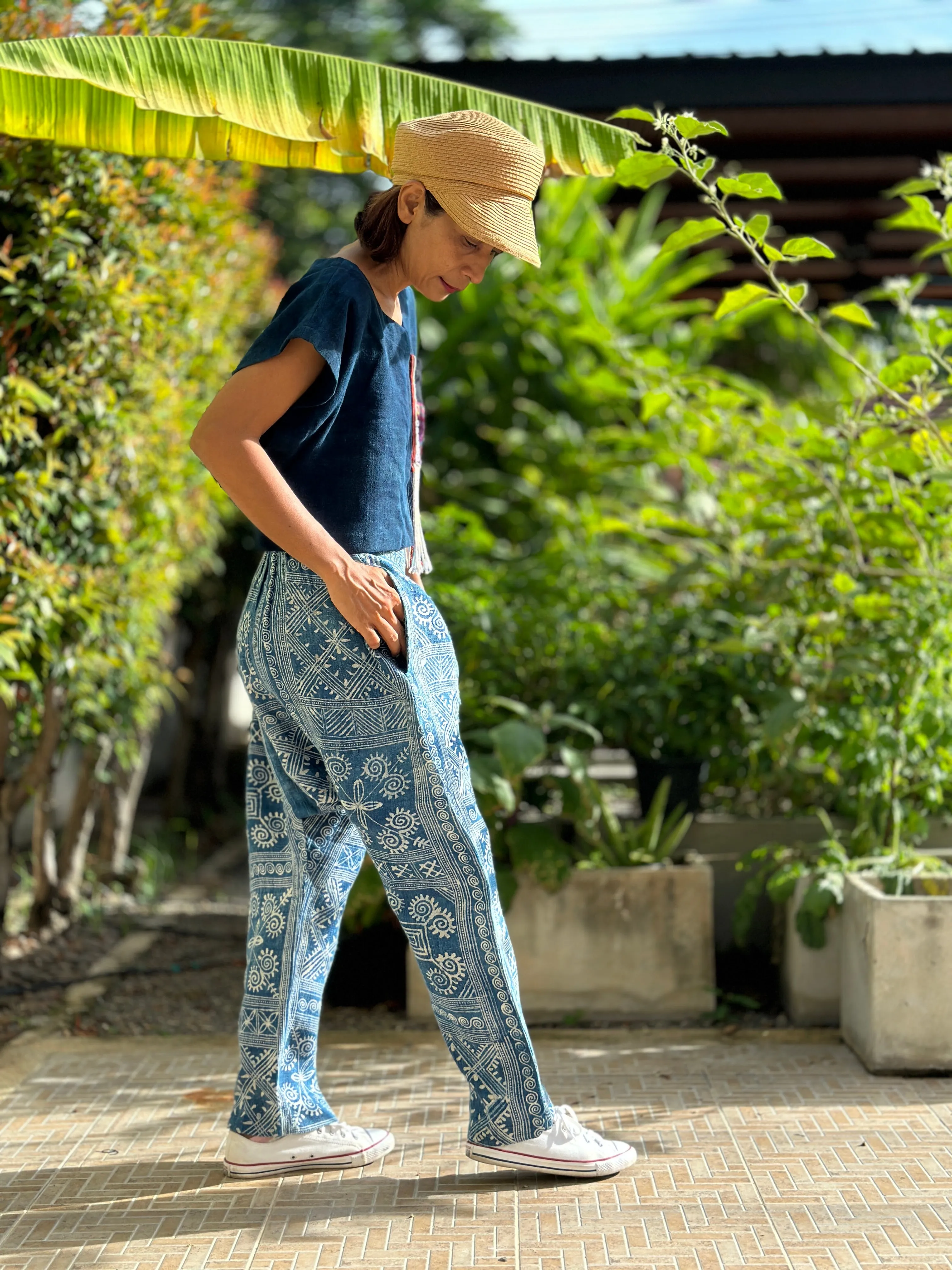 Indigo harem pants