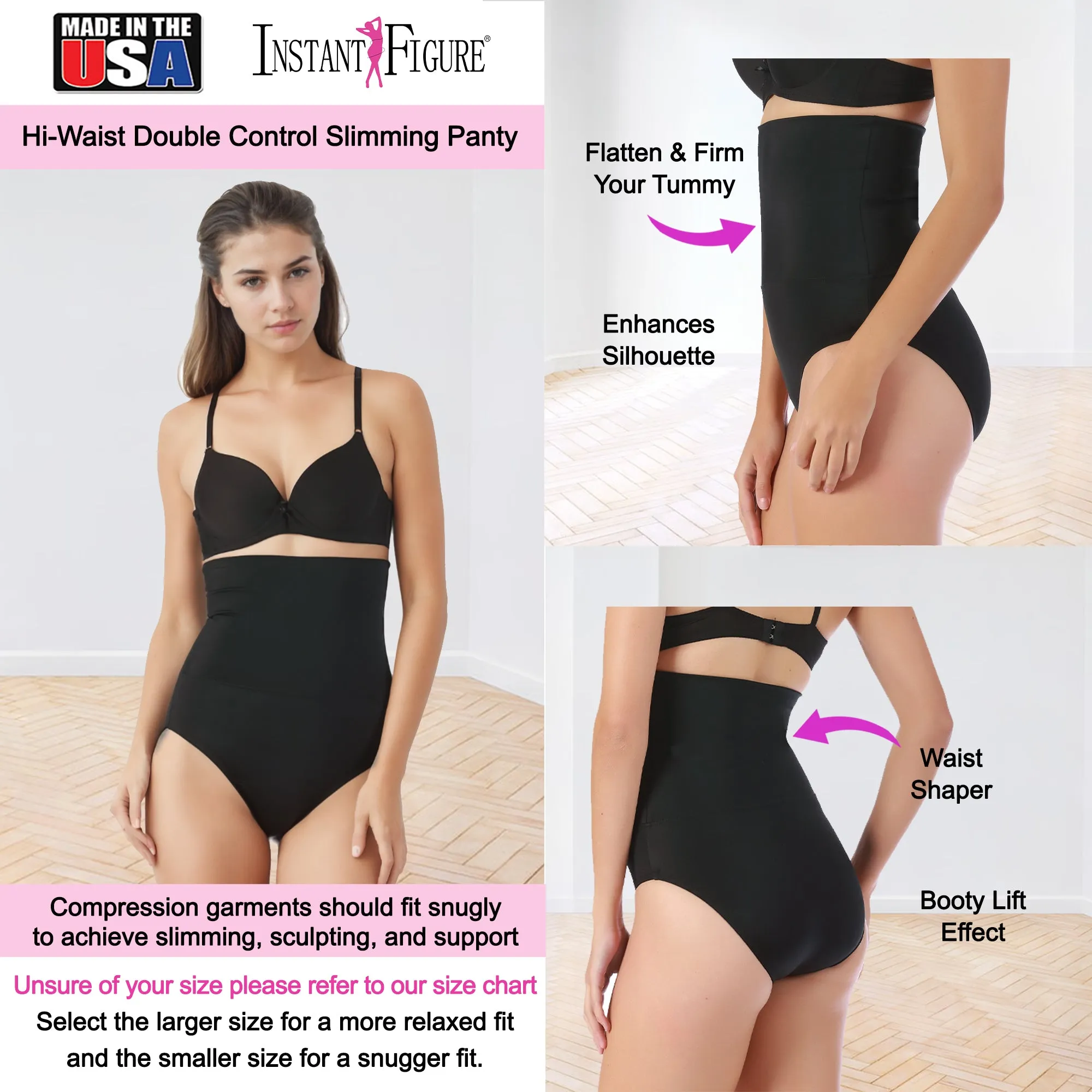 InstantFigure Shapewear Hi-Waist Double Control Slimming Panty WPY020