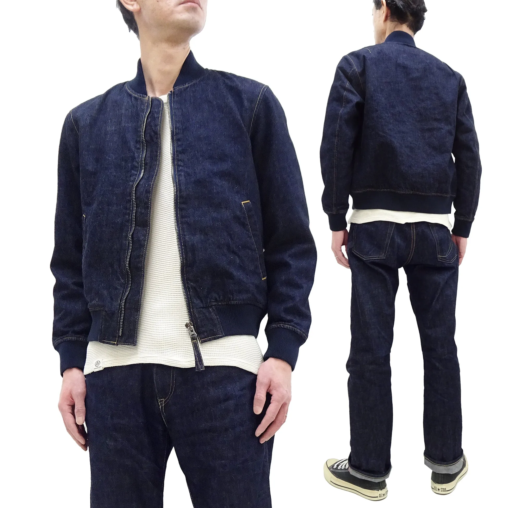 Japan Blue Jeans Denim Jacket Men's Flight Bomber Jacket Style Slim Jean Jacket JBOT1306 Indigo