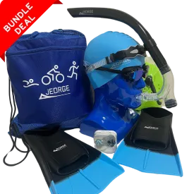 JEORGE ESSENTIALS SWIM KIT - Goggles, Swim Cap, Snorkel, Flippers,Hand Paddles, Nose Clip, Mesh Swim Bag