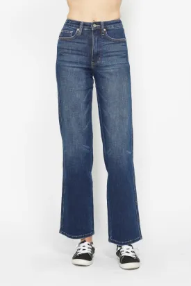 Judy Blue Classic High Waist Tummy Control Straight Jeans in Dark Blue