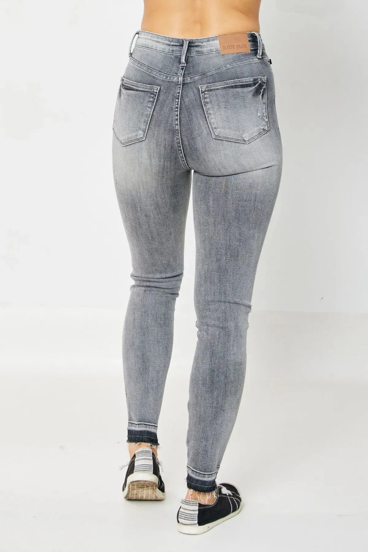 Judy Blue Grey Tummy Control Release Hem Skinny