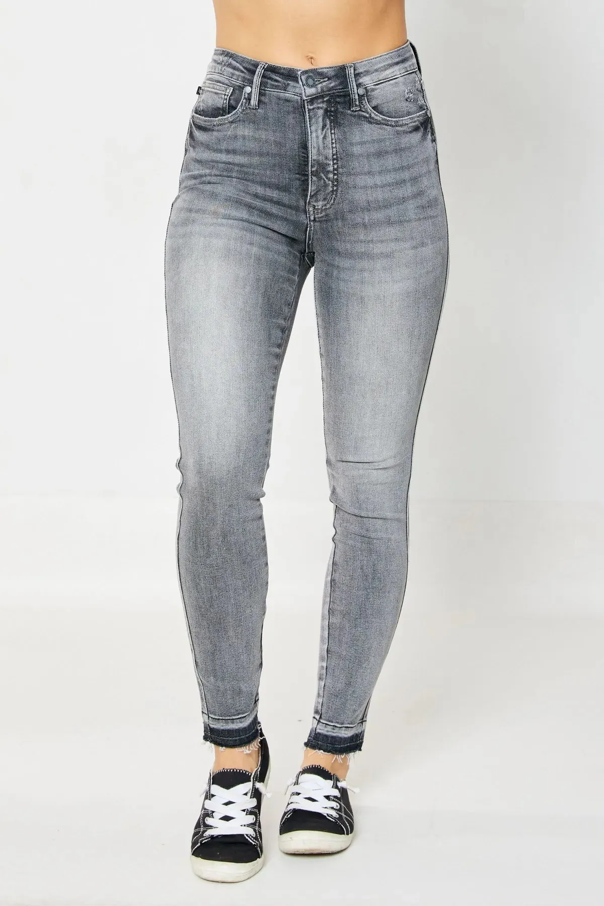 Judy Blue Grey Tummy Control Release Hem Skinny