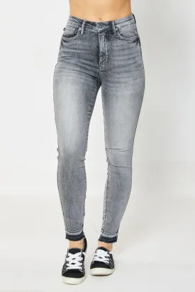 Judy Blue Grey Tummy Control Release Hem Skinny