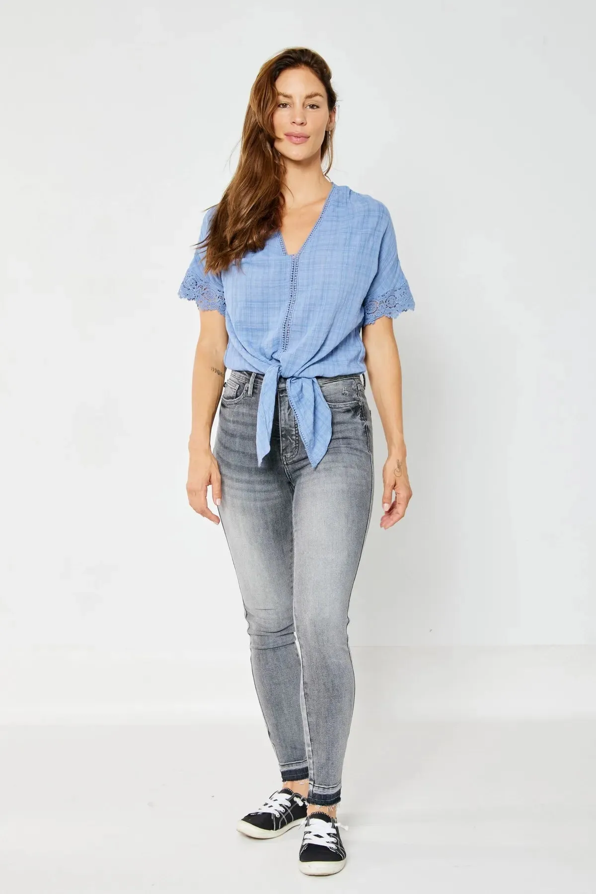 Judy Blue Grey Tummy Control Release Hem Skinny