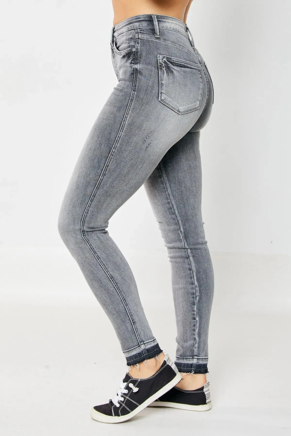 Judy Blue Grey Tummy Control Release Hem Skinny