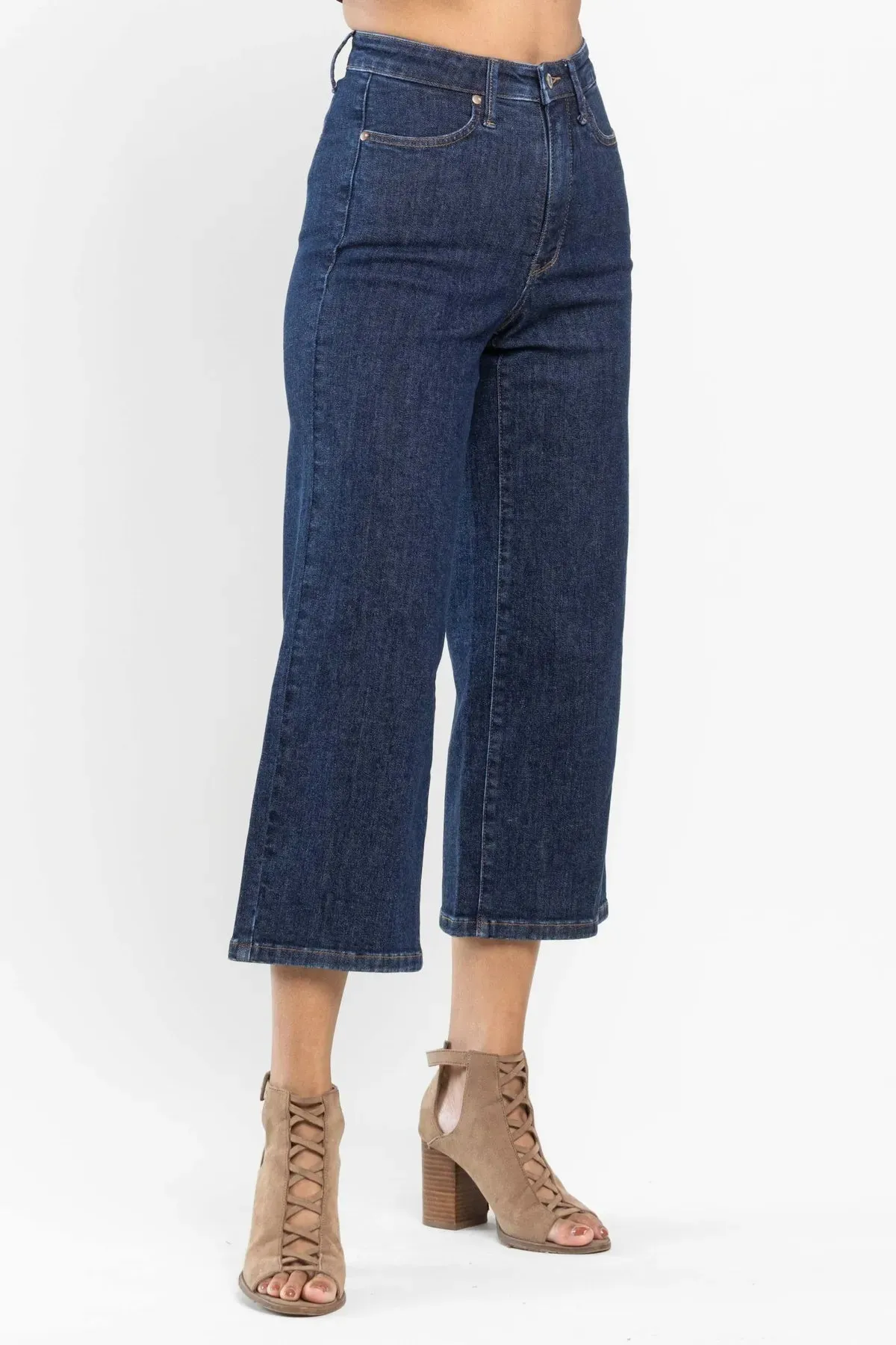 Judy Blue Tummy Control Tailored Crop Wide Leg