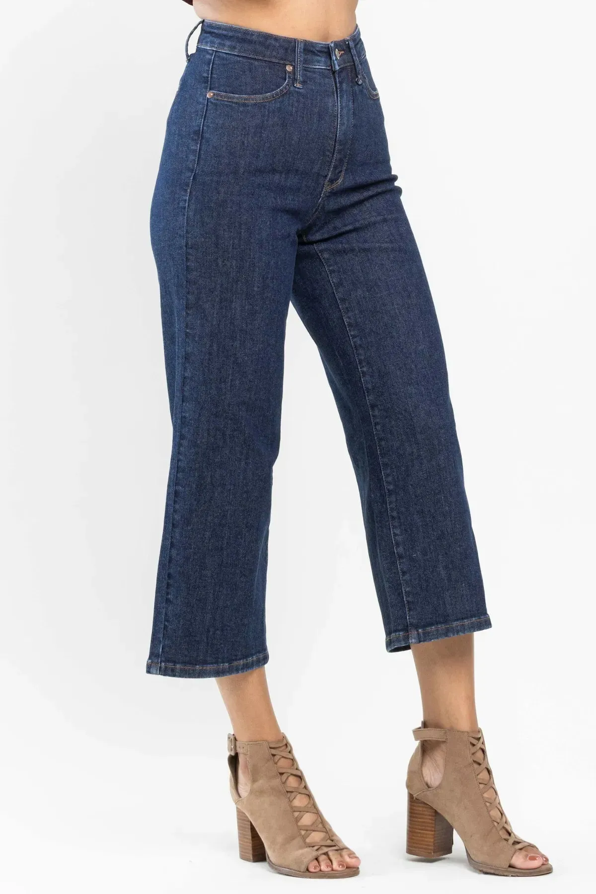 Judy Blue Tummy Control Tailored Crop Wide Leg