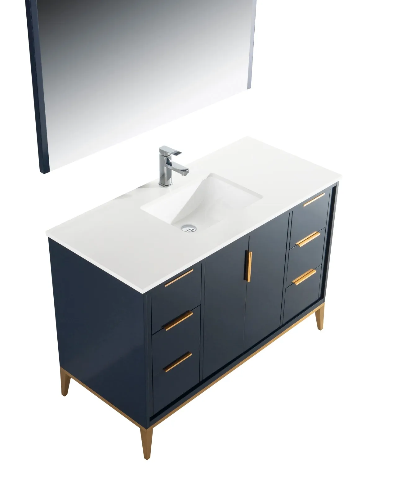 KD99BL ,48″ GLOSS BLUE VANITY WITH QUARTZ COUNTER TOP