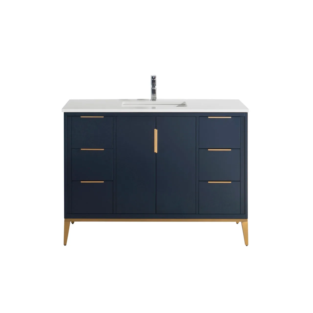 KD99BL ,48″ GLOSS BLUE VANITY WITH QUARTZ COUNTER TOP