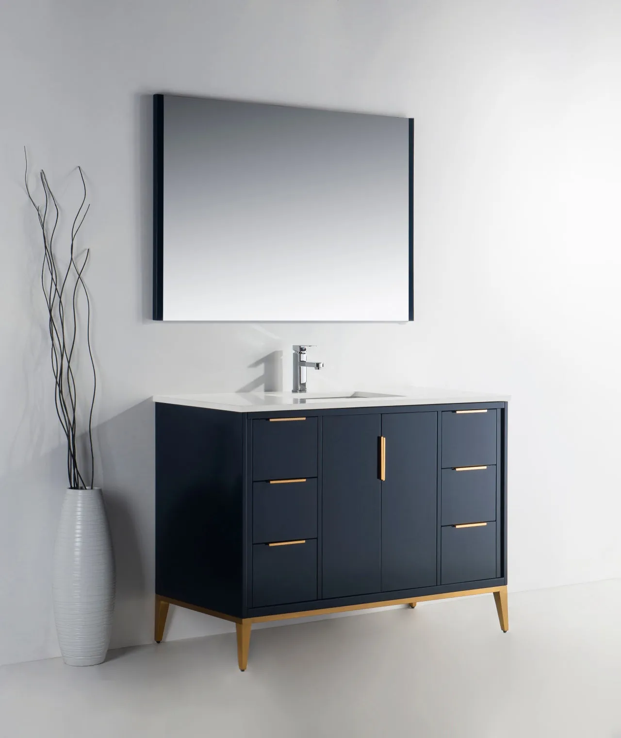 KD99BL ,48″ GLOSS BLUE VANITY WITH QUARTZ COUNTER TOP