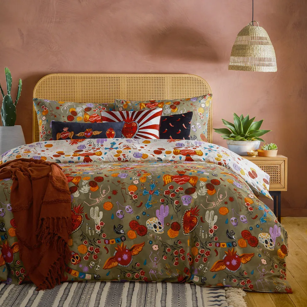 La Vida Festive Reversible Duvet Cover Set Multicolour