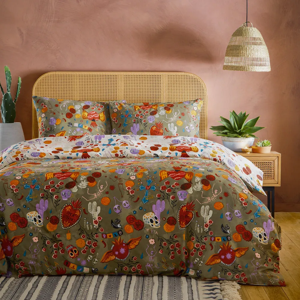 La Vida Festive Reversible Duvet Cover Set Multicolour