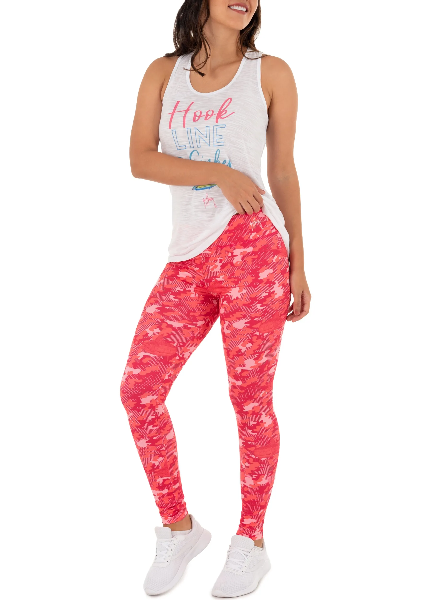 Ladies Coral Camo Yoga Pants