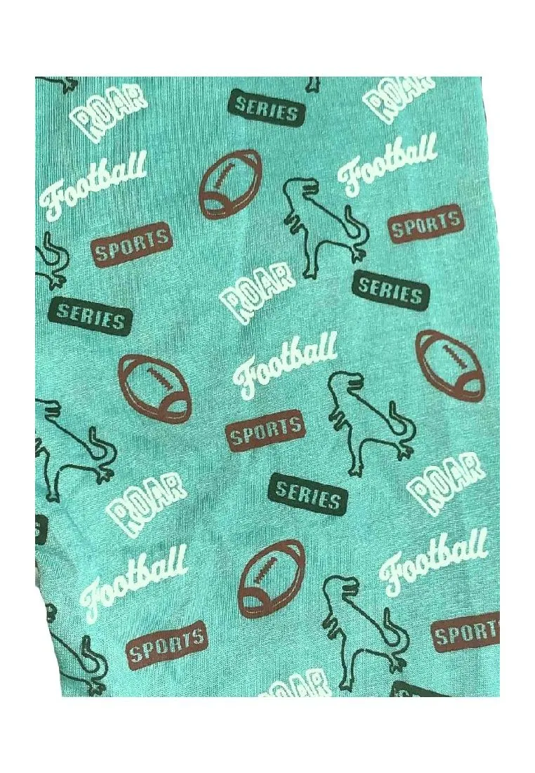 Landmark 2 in 1 Pajama Pants Band Dinosaur,Sun and Football, Sports - Light Blue/Teal