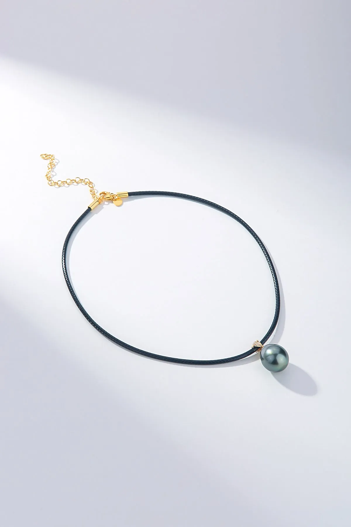 Large Tahitian Pearl Pendant on Leather Cord Necklace