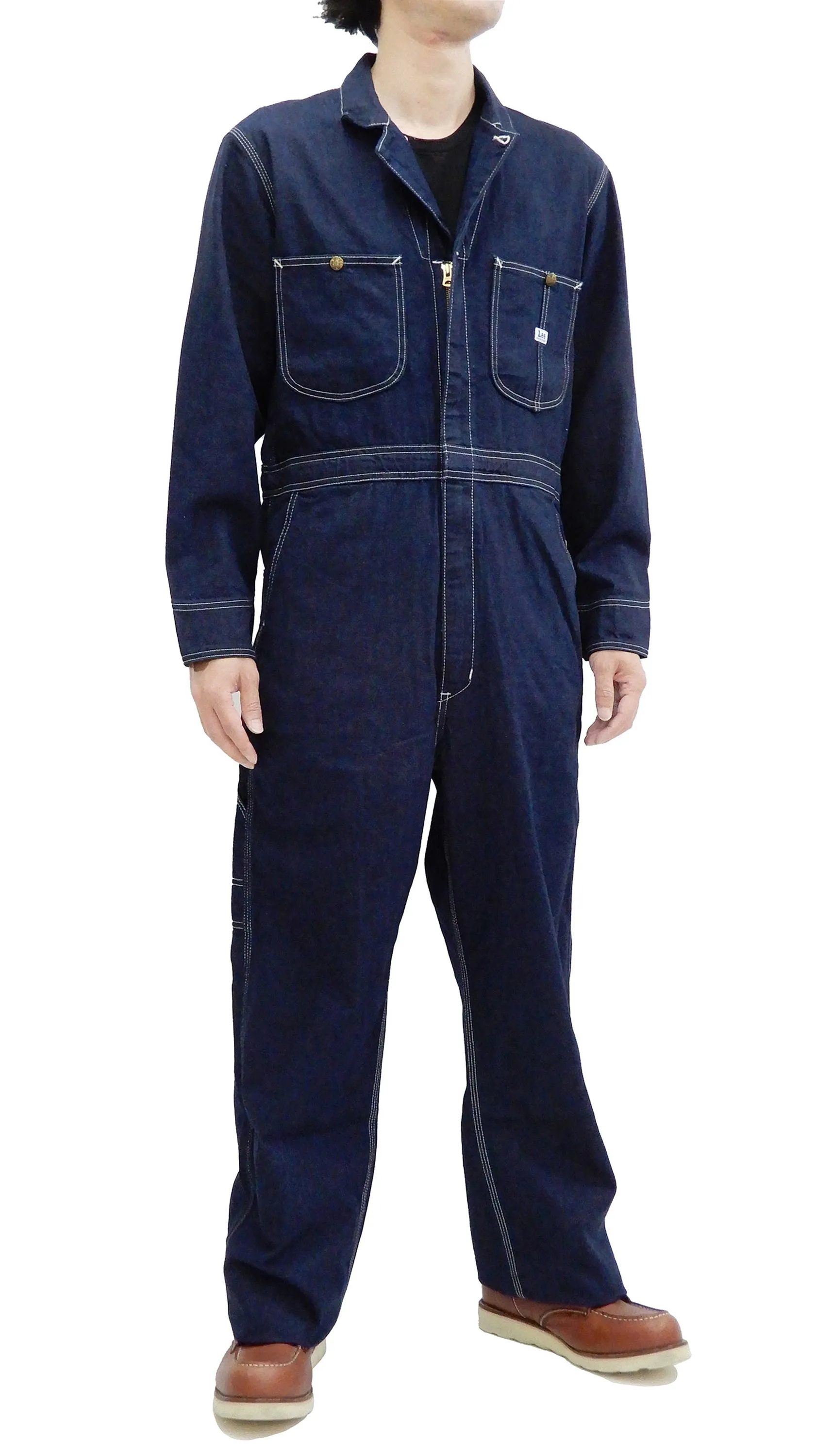 Lee Coverall Men's Reproduction of Union-All Long Sleeve Unlined Coveralls LM7213 LM7213-100 Rince Deep Blue Indigo Denim