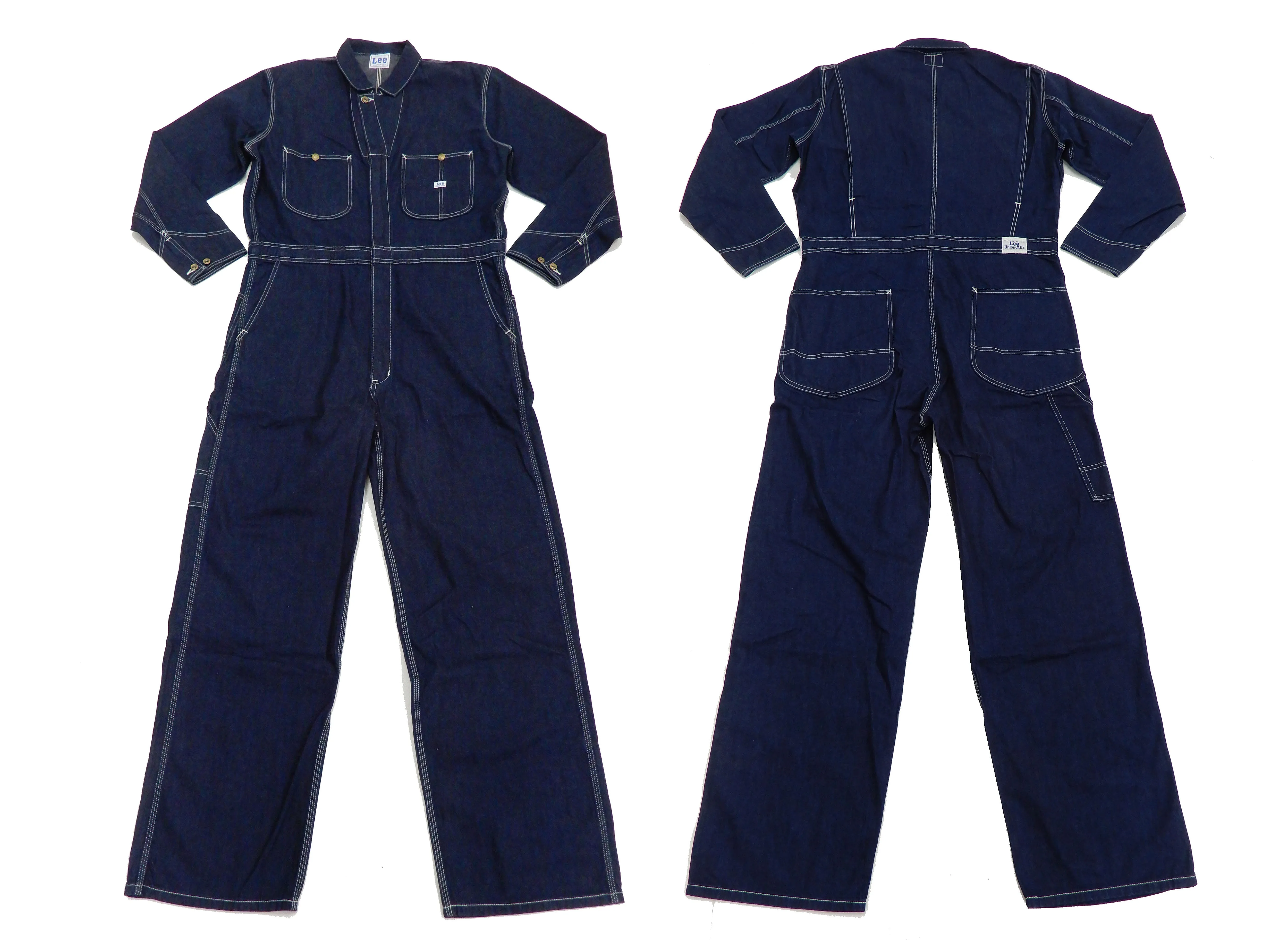 Lee Coverall Men's Reproduction of Union-All Long Sleeve Unlined Coveralls LM7213 LM7213-100 Rince Deep Blue Indigo Denim