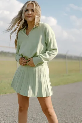 Lime Knit Set Tennis Skirt