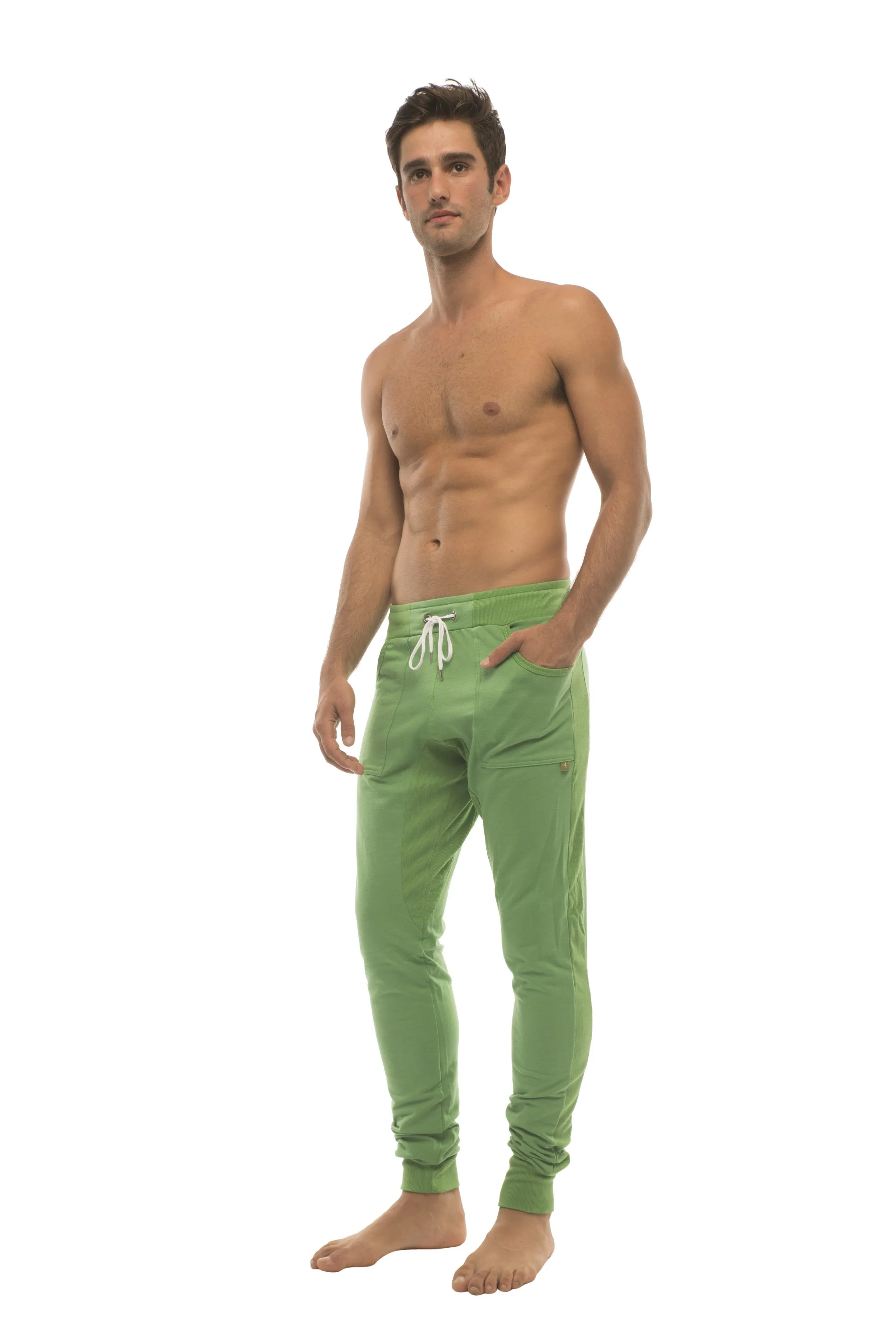 Long Cuffed Jogger & Yoga Sweat Pants (Bamboo Green)