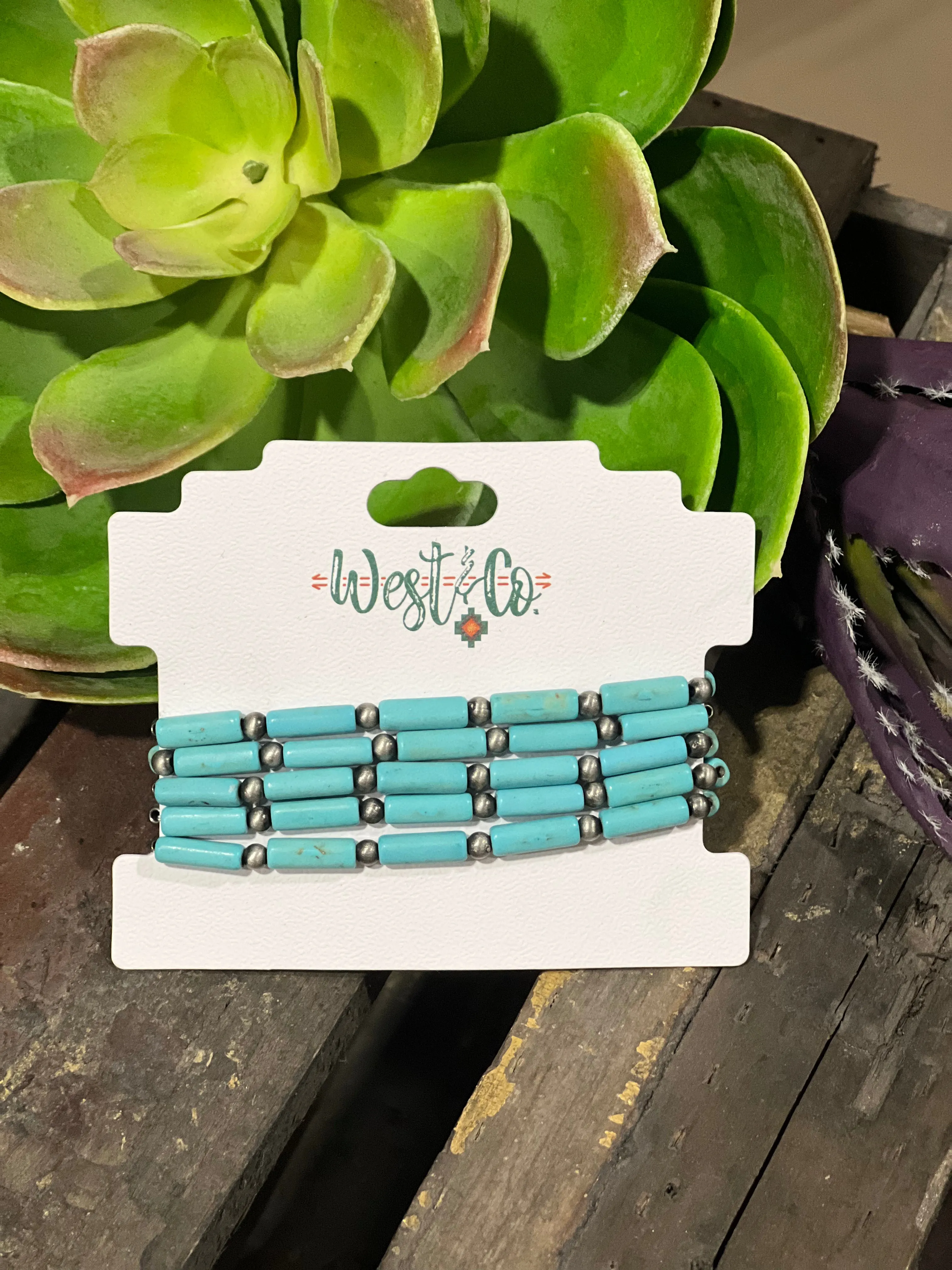 Marfa 5 Strand Turquoise Beaded Bracelet