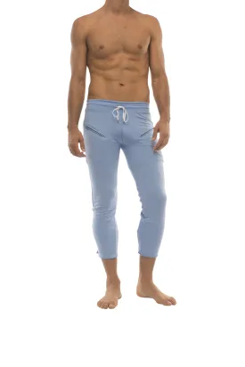 Mens 4/5 Zipper Pocket Capri Yoga Pants (Solid ICE Blue)