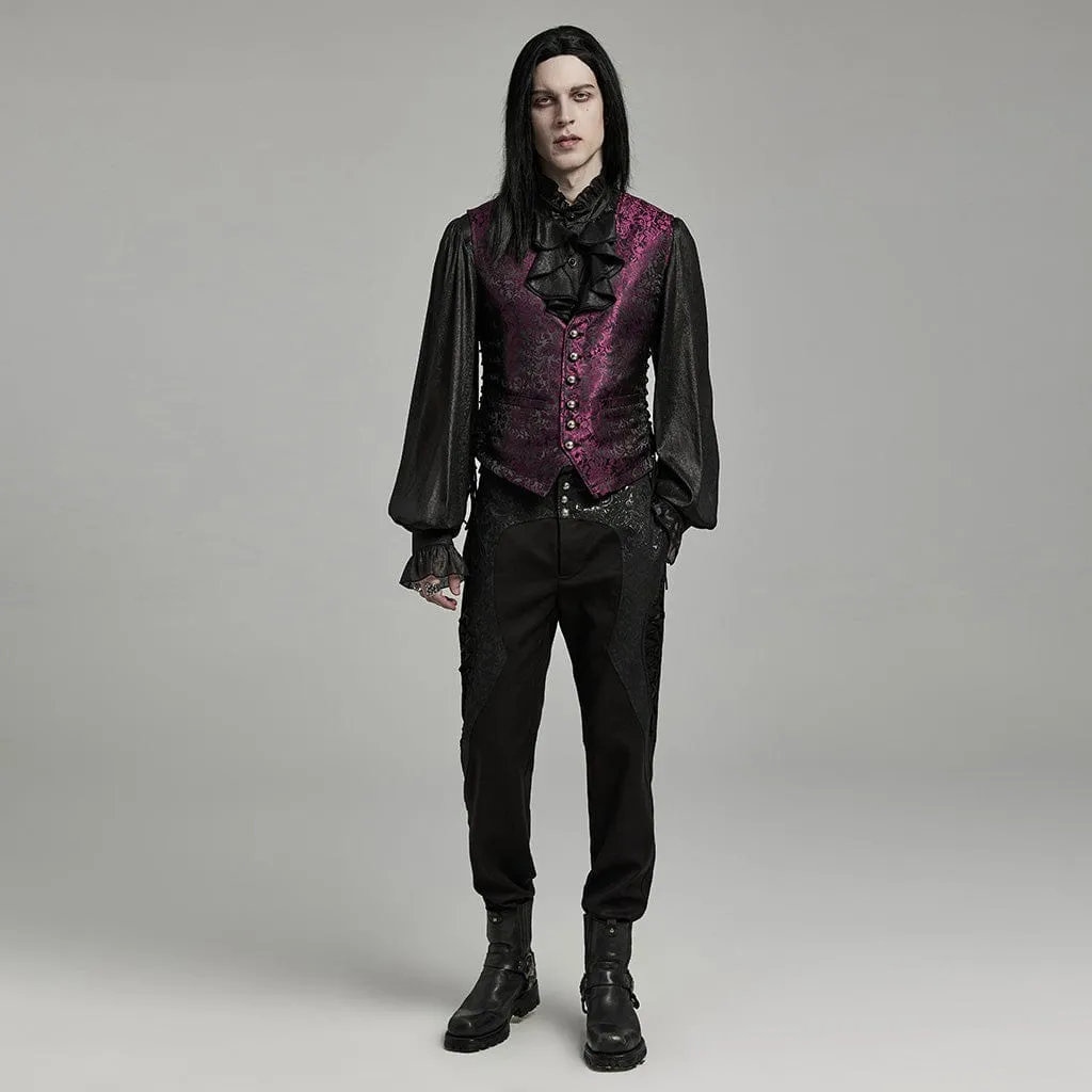 Men's Gothic Stand Collar Puff Sleeved Ruffled Shirt