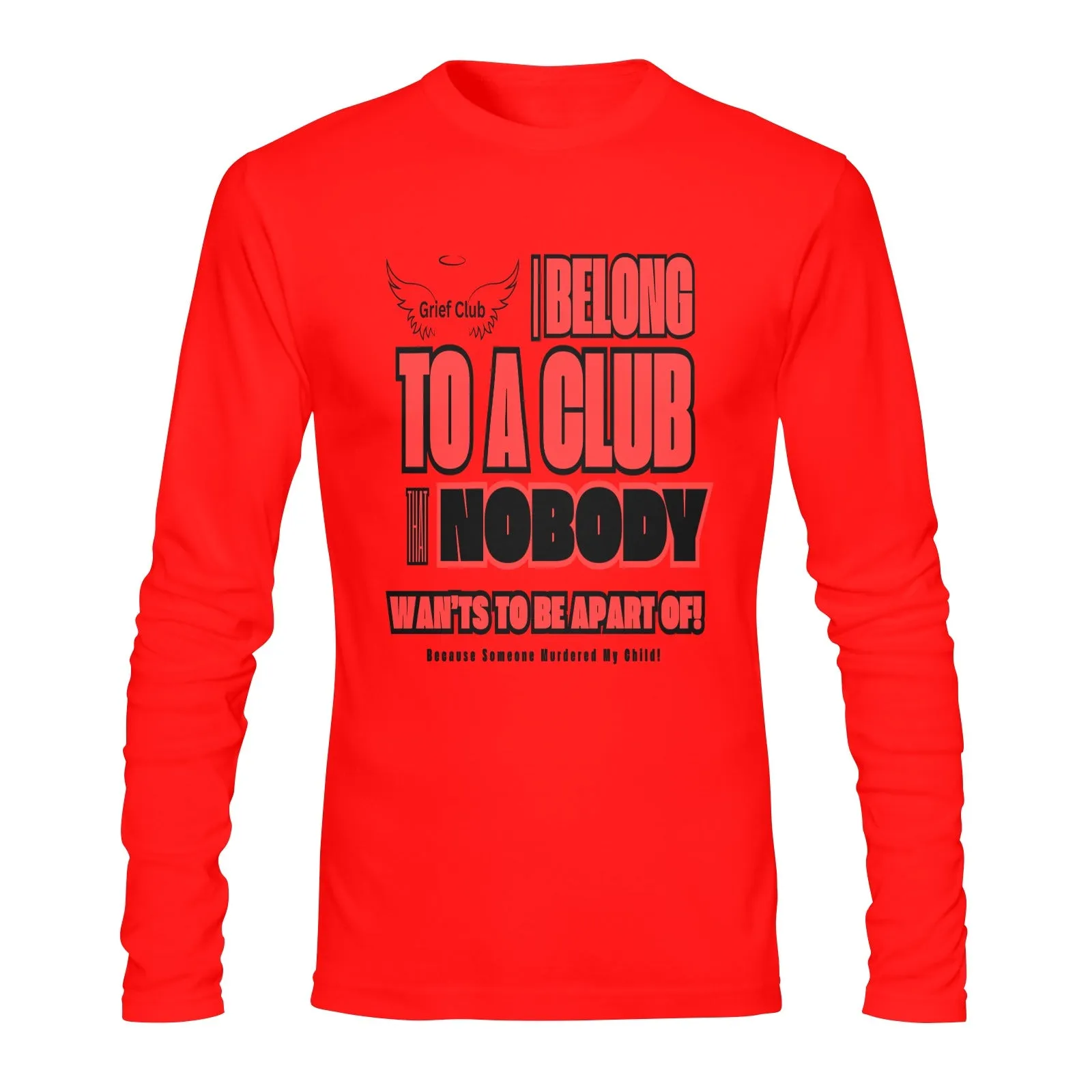 Men's Long Sleeve Cotton Shirt for Homicide Awareness - Grief Club Front and Back Print