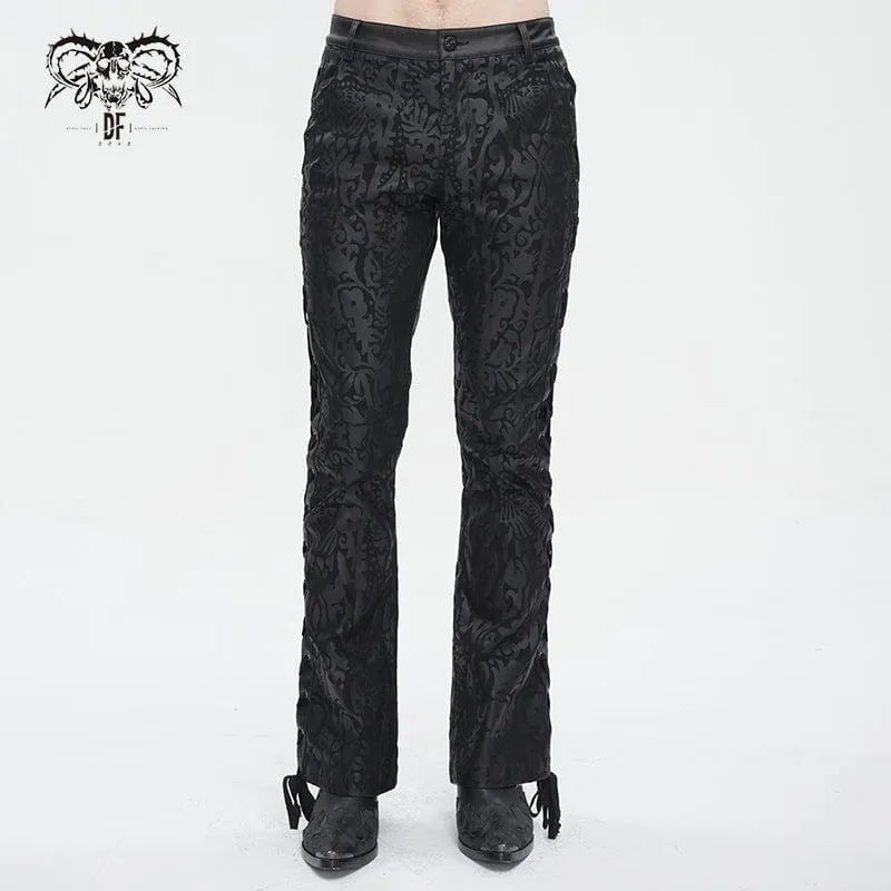 Men's Punk Lace-up Totem Printed Flared Pants