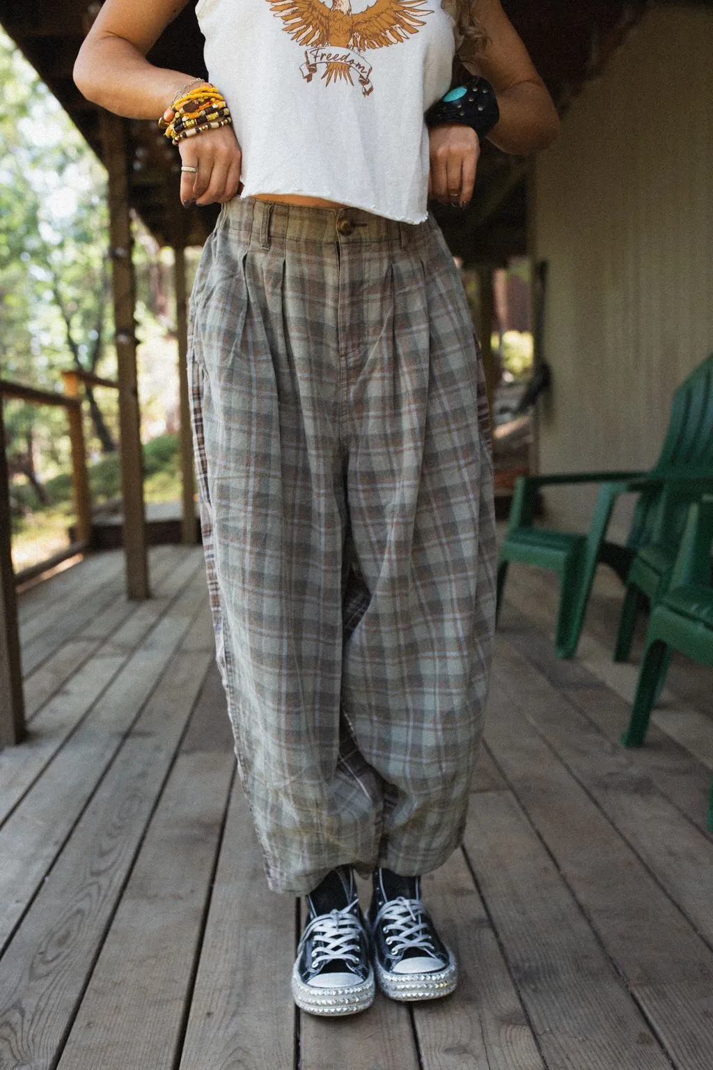 Mystic Plaid Wide Leg Pants - Brown