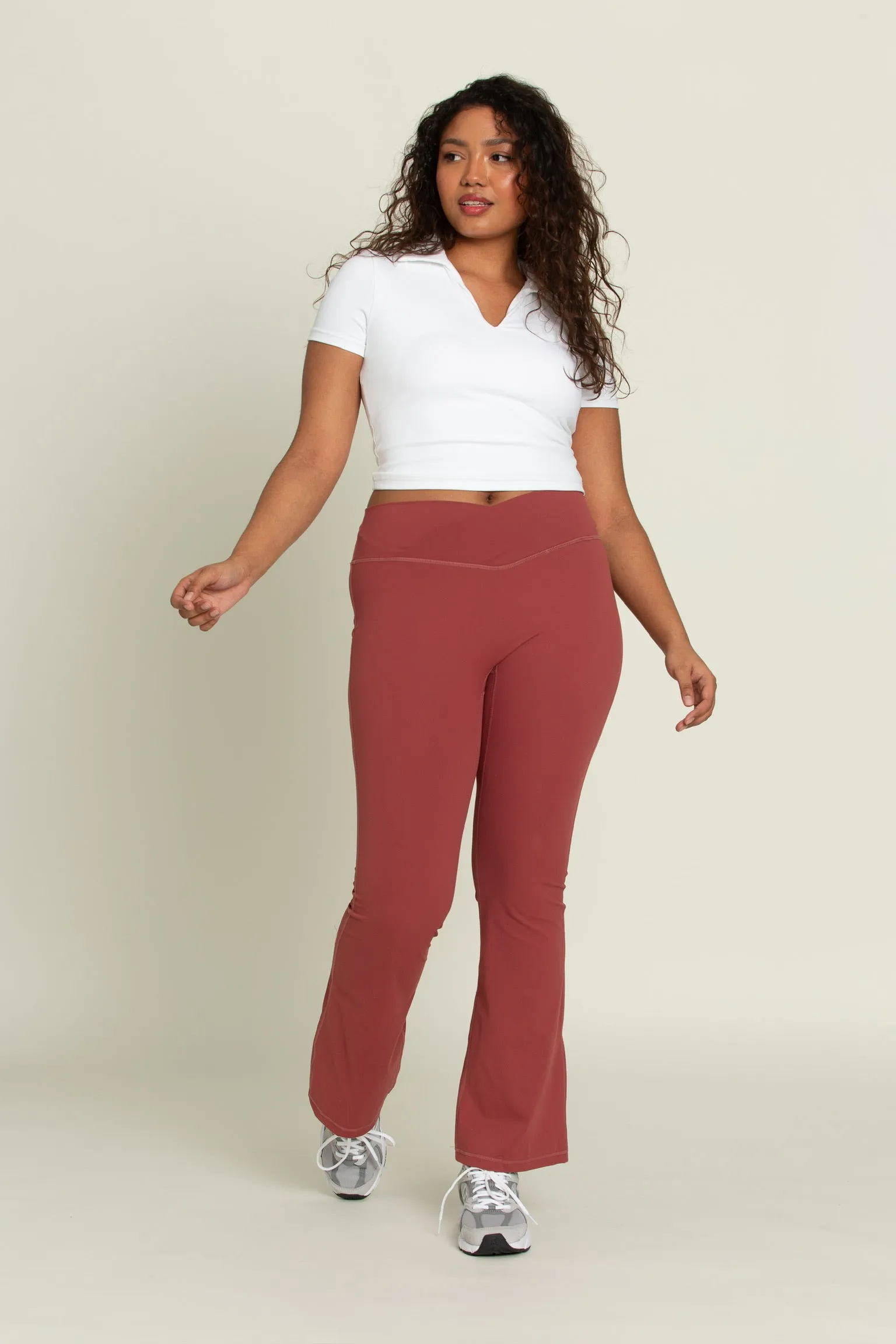 Pale Red Flare Yoga Pants