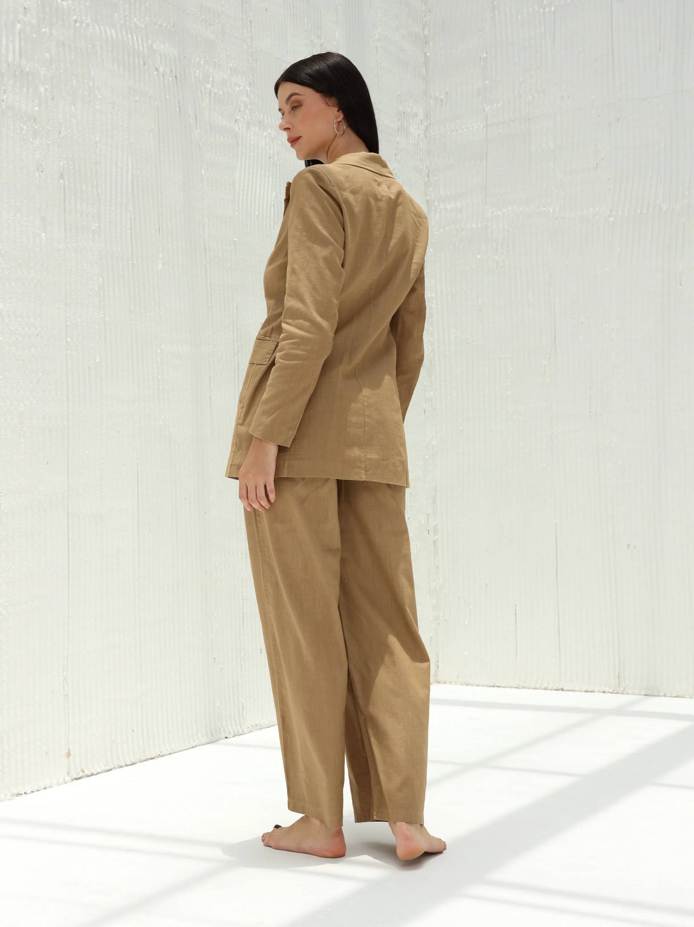 Piera Classic Pure Linen Full Length Pants